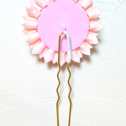 つまみ細工の簪(かんざし)【ピンク･白】 3枚目の画像