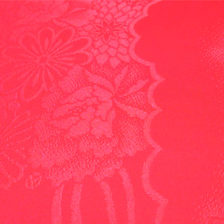 正絹 長襦袢地 綸子 はぎれ【雲に草花模様織り出し】赤 ５０cm 3枚目の画像