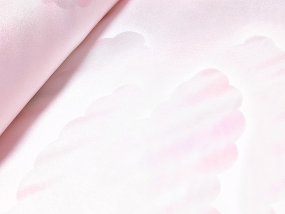 正絹 長襦袢地 はぎれ【雲模様】ピンク暈し ５０cm 3枚目の画像