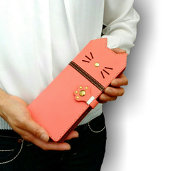 ガバッと開く小銭入れ＊猫さん 長財布＊ボックスタイプ 長財布 craft