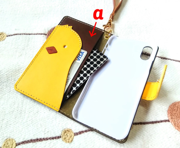 ＊手帳型スマホケース＊ひよこ(鳥) in sumaho case＊オリーブ カーキ＊全機種 3枚目の画像