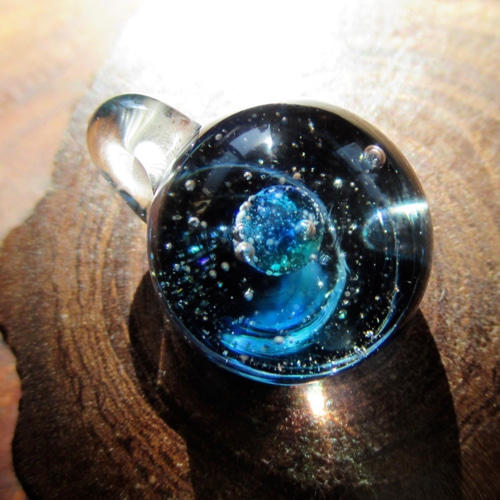 宇宙玉 soladama 地球 （とんぼ玉・銀河・ガラス） ネックレス