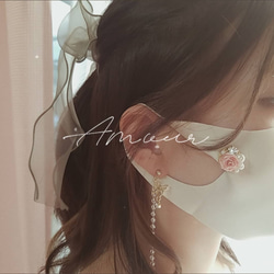 【756】薔薇のチャーム／マスクチャーム 1粒薔薇のマスクチャーム☆ピアスやイヤリングにも変更可