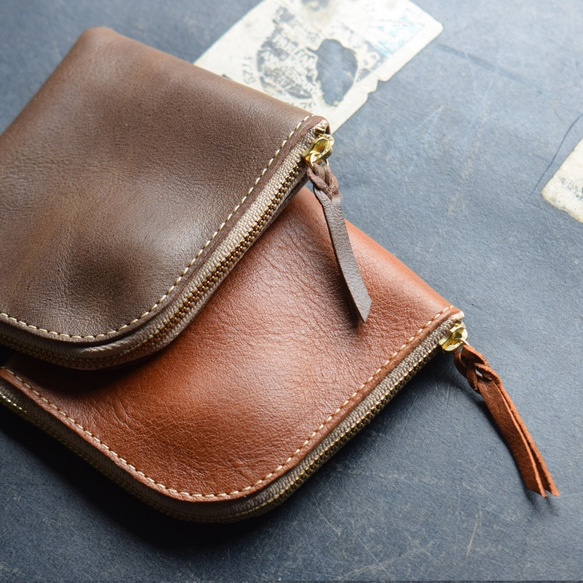 Short Zip Wallet (Dark Brown) 3枚目の画像