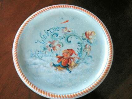 トールペイントのティンの飾り皿　ジョソニア先生デザイン