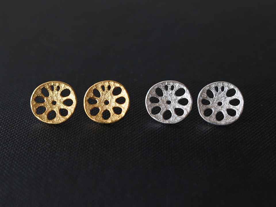 レンコンピアス  イヤリング M〔 sv / gold plating or rhodium plating 〕受注生産