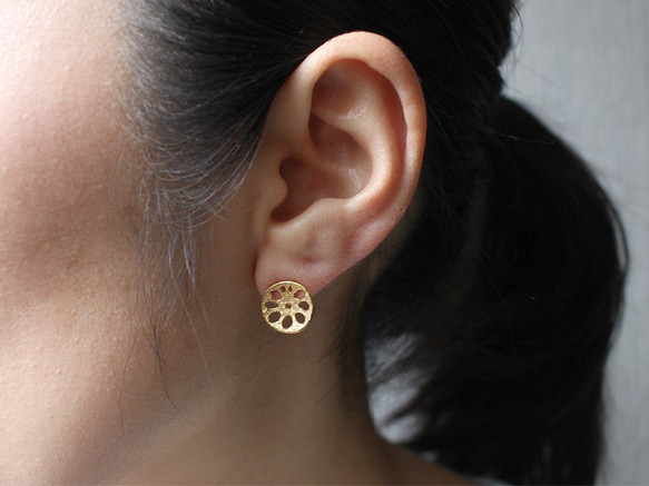 レンコンピアス M〔 sv / gold plating or rhodium plating 〕 4枚目の画像