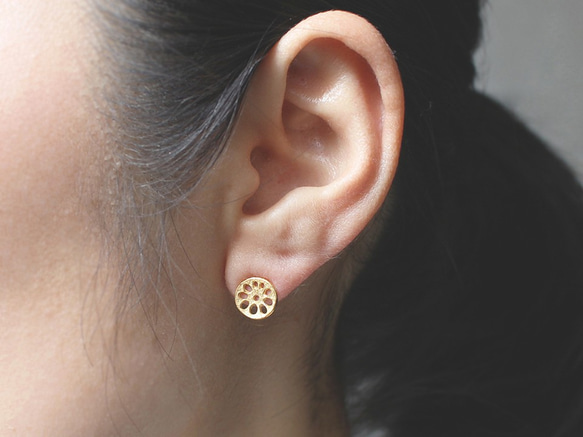 レンコンピアス S〔 sv / gold plating or rhodium plating 〕 4枚目の画像