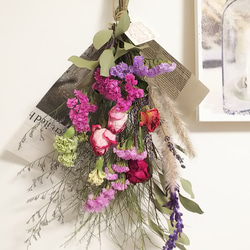 春のドライフラワースワッグ(大) 送料無料 ドライフラワー color