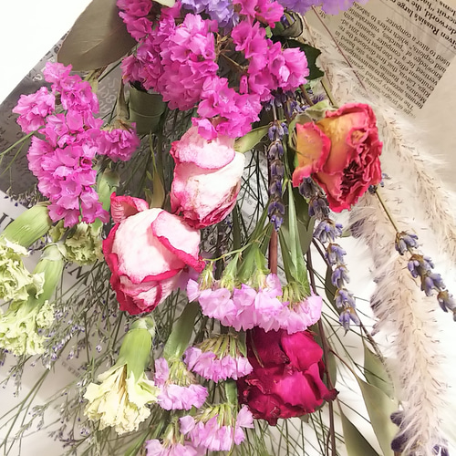 春のドライフラワースワッグ(大) 送料無料 ドライフラワー color 通販