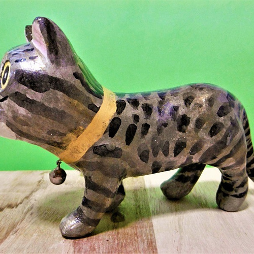 キジ猫（中）置物＃4（紙粘土と新聞紙） その他置物 工房TAKA