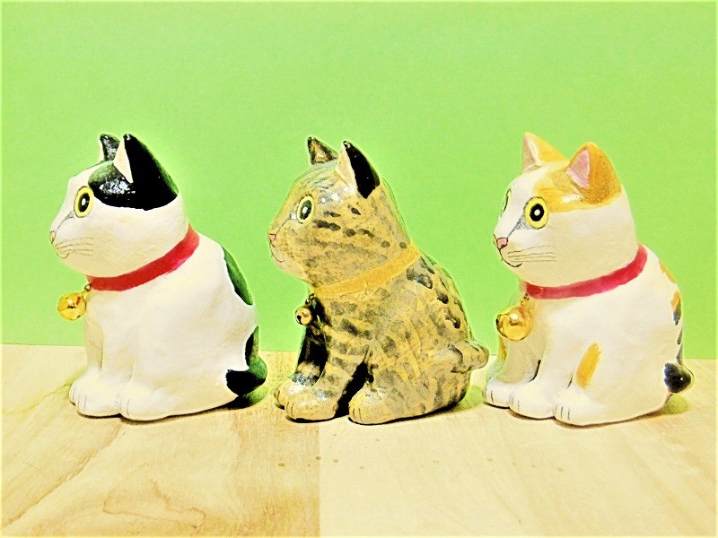 闇窯 3匹の雉猫 