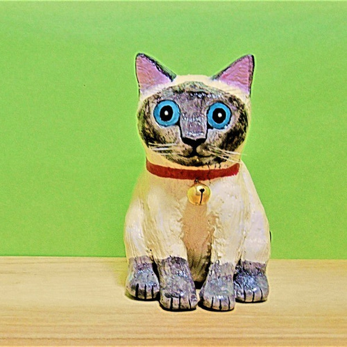 シャム猫（大）置物＃93（紙粘土と新聞紙） その他置物 工房TAKA