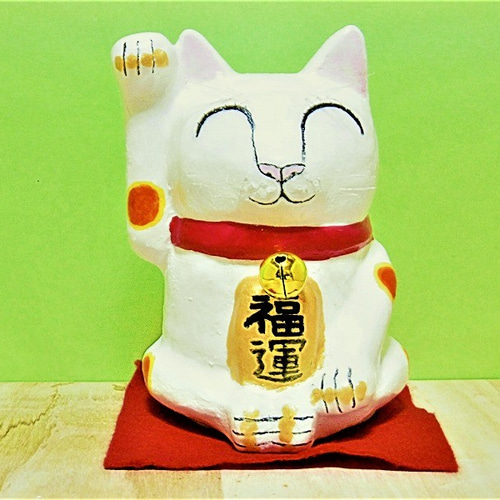 招き猫（大）置物＃51（紙粘土と新聞紙） その他置物 工房TAKA 通販