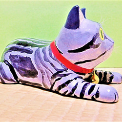猫（アメリカンショートヘア）（大）置物＃106（紙粘土と新聞紙） 3枚目の画像