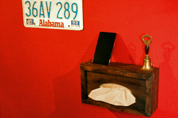 壁掛けティッシュボックス Wall tissue box MI-MI-MOKO(ミーミーモコ)木製ティッシュケース 1枚目の画像