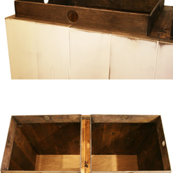 高級木製ダストボックス 白[MI-MI-MOKO] ２分別蓋つきゴミ箱 45リットル シャビー アンティーク可愛い 3枚目の画像