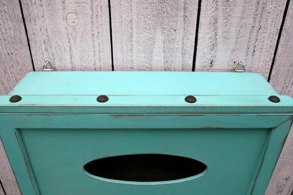 壁掛けティッシュボックス Wall tissue box Mint green MI-MI-MOKO 3枚目の画像
