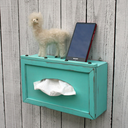 壁掛けティッシュボックス Wall tissue box Mint green MI-MI-MOKO 5枚目の画像