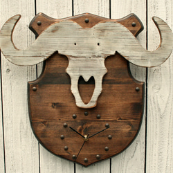 牛骨格掛け時計 Hunting trophy clock Buffalo 1枚目の画像