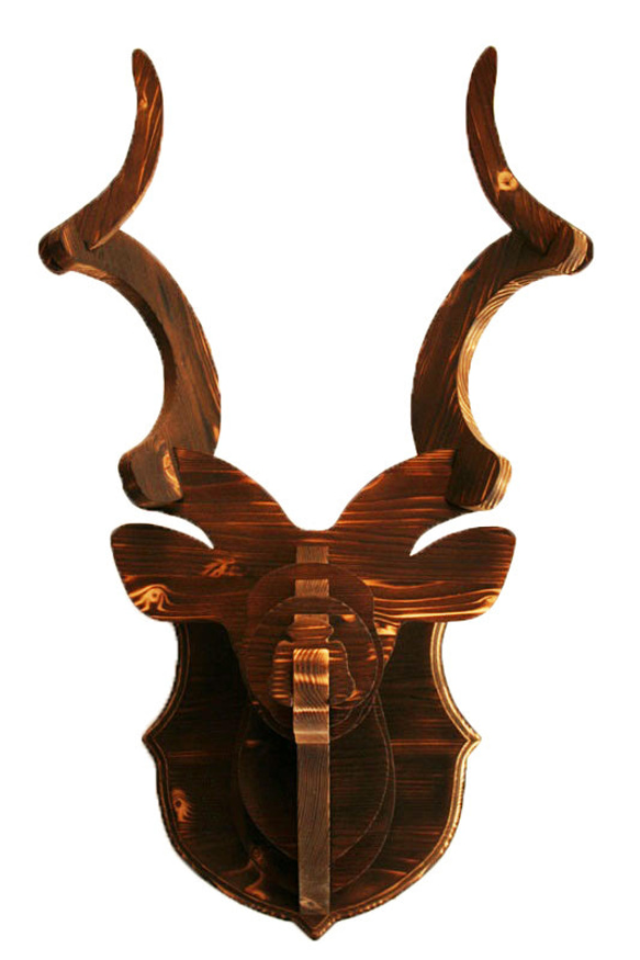 Hunting trophy MI-MI-MOKO(ミーミーモコ) 木製ハンティングトロフィー クーズー 壁掛けオブジェ 4枚目の画像