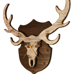鹿骨格掛け時計 Hunting trophy clock Deer 2枚目の画像