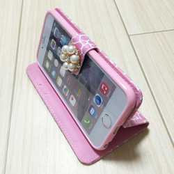 iphone6/6s 4.7inch 手帳型ケース ピンク色 ハート 2枚目の画像
