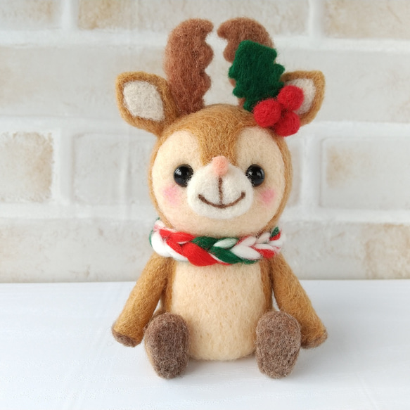 トナカイ角のバンビさん 羊毛フェルト hananeko 通販 10637534｜Creema  