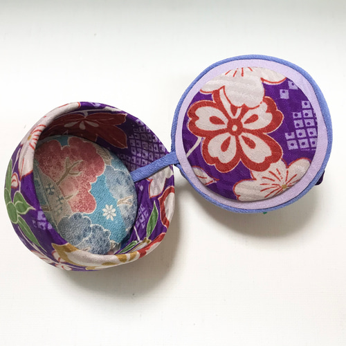 あじさい小箱 正絹着物地で作った紫陽花の小物入れ 紫色 その他