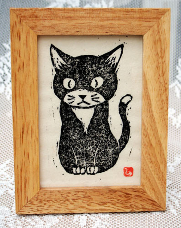 黒白ねこちゃん 版画 nekoten 通販 5007986｜Creema(クリーマ)