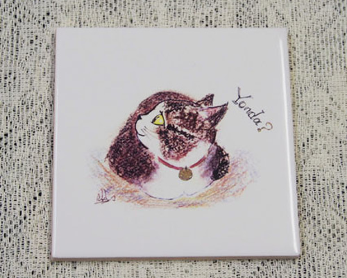 【新品】絵画　タペストリー　猫　花柄　タイル　アンティーク ねこ絵タイル‐呼んだ？ その他インテリア雑貨 nekoten 通販 887899