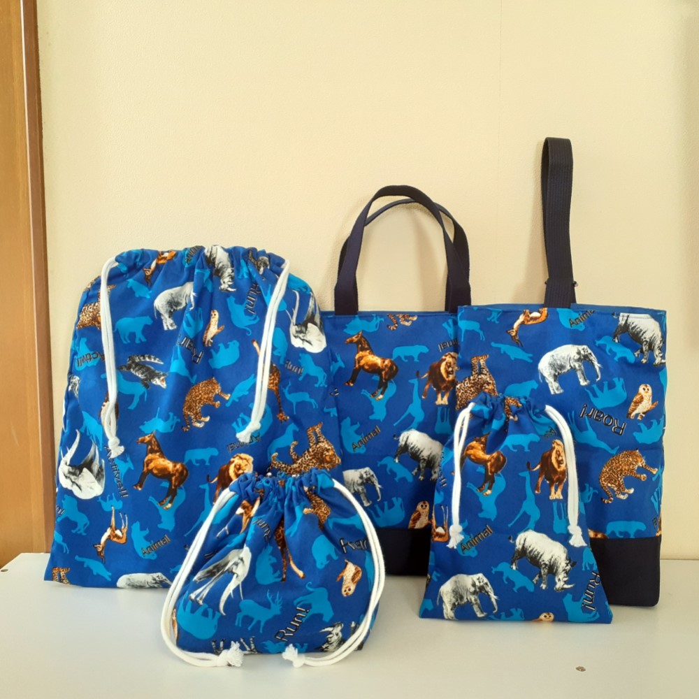 入園入学５点セット　動物　青