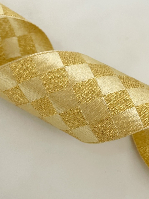 ゴールドリボン　和風リボン　しめ縄　着物　クリスマス　七五三　ファブリック　帯締め　髪飾り 2枚目の画像