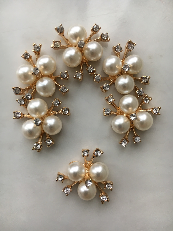 ビジューパーツ クリスタル センターパーツ リボン アクセサリー