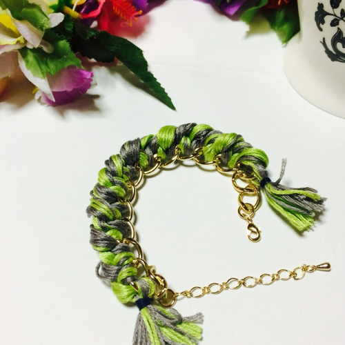 編み込み チェーンブレスレット 刺繍糸 ブレスレット S& 通販