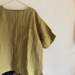 ベルギーリネンのTシャツ風ゆったりブラウス 1枚目の画像