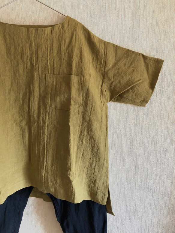ベルギーリネンのTシャツ風ゆったりブラウス 2枚目の画像