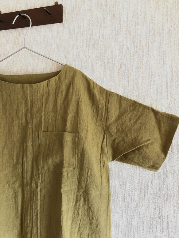 ベルギーリネンのTシャツ風ゆったりブラウス 3枚目の画像