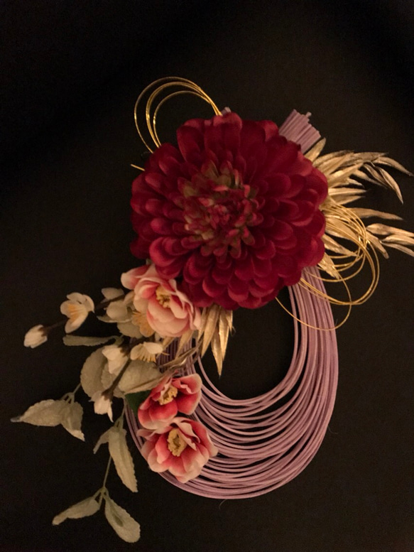 正月しめ縄飾りキュートなパープルしめ縄 しめ縄・しめ飾り lemon