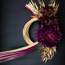 大人気再販正月大人シックしめ縄 紫 玄関飾り インテリア 正月飾り