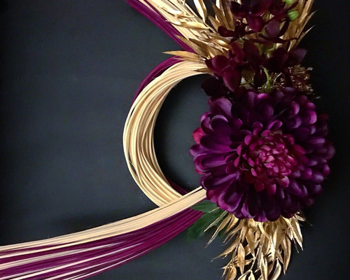 しめ縄リース 紫トルコキキョウ