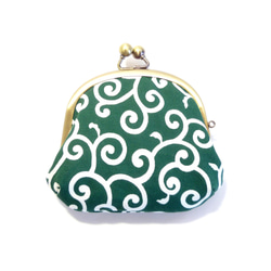 受注製作】小さいサイズ 親子がま口 財布 唐草模様 緑 がま口 chocho