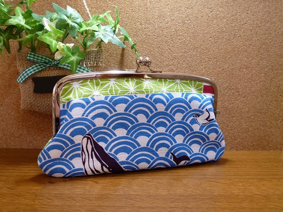 大島紬　龍郷　ハンドメイド　親子がま口長財布 受注製作】親子がま口長財布 和柄と動物 がま口 chocho 通販 3314386