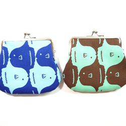 【受注製作】がま口 ポーチ マンボウ柄 魚 1枚目の画像