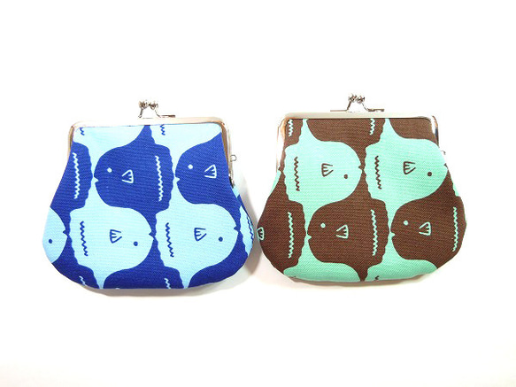 【受注製作】がま口 ポーチ マンボウ柄 魚 1枚目の画像