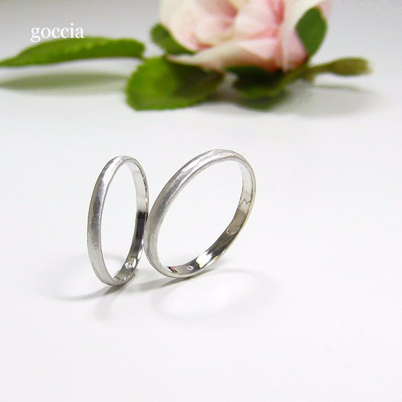 細めの結婚指輪（ハードプラチナ900製） マットな艶消し仕上げ（Light 