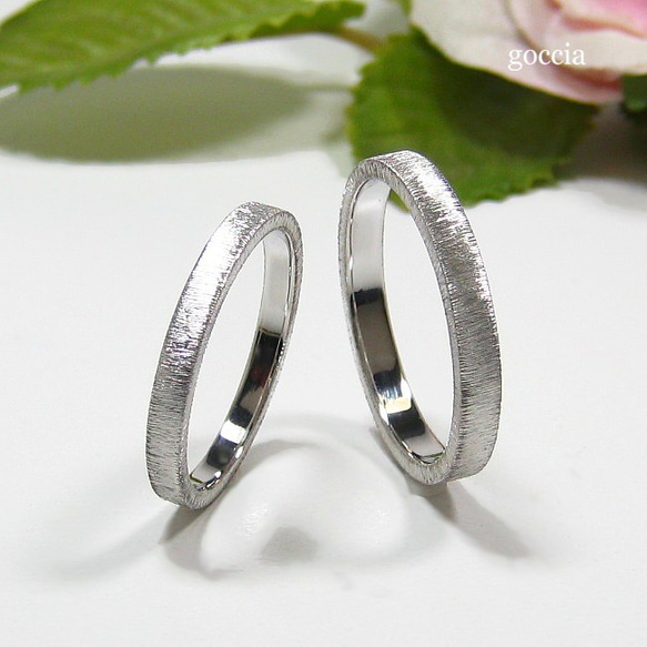 平打ちのマリッジリング（結婚指輪）、シルクサテン仕上げ 3枚目の画像
