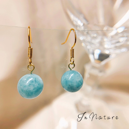 夏 - 天然石 水色イヤリング・ピアス イヤリング 夏 - 天然石 水色イヤリング・ピアス イヤリング