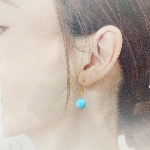 夏 - 天然石 水色イヤリング・ピアス イヤリング 夏 - 天然石 水色イヤリング・ピアス イヤリング