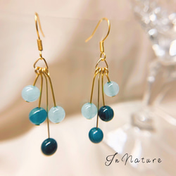 no.4085　pink×blue×gunl　天然石ピアス/イヤリング Autumn -Blue Sapphire & Rose Quartz Earrings/Pierce